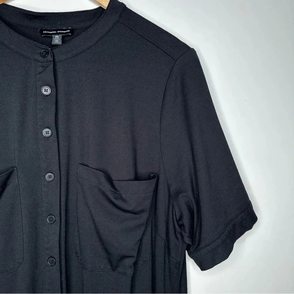 Universal Standard Black Button Front Wide Leg Jumpsuit Coveralls Size Xs 10-12 — image 3 of 8